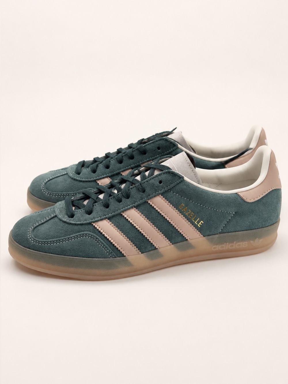 NWOB Adidas Gazelle Indoor Sneakers Men’s Size 8 Shadow Green Gum Warm Sandstone - Picture 5 of 12
